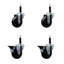 Ensemble de roulettes extensibles en caoutchouc dur avec roues pivotantes 2 freins SCC PLB 3,5 po x 3/4 po