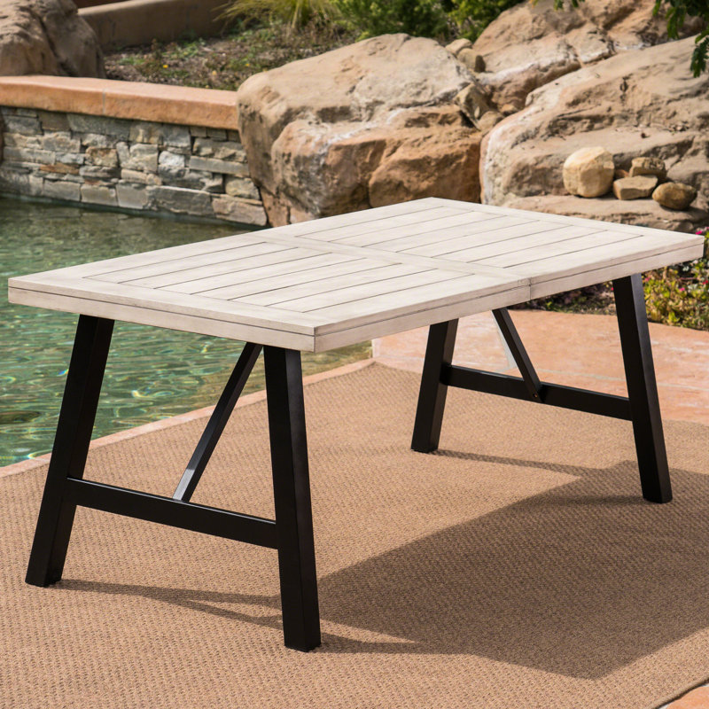 Table de salle à manger - Table à panneaux à lattes en bois pour la décoration. Résistant aux intempéries, choix multicolores, assemblage facile requis, support de poids de 300 lb. P 69,97 po x l 34,96 po. H 29,31 po. Panneau gris. Assemblage, capacité.