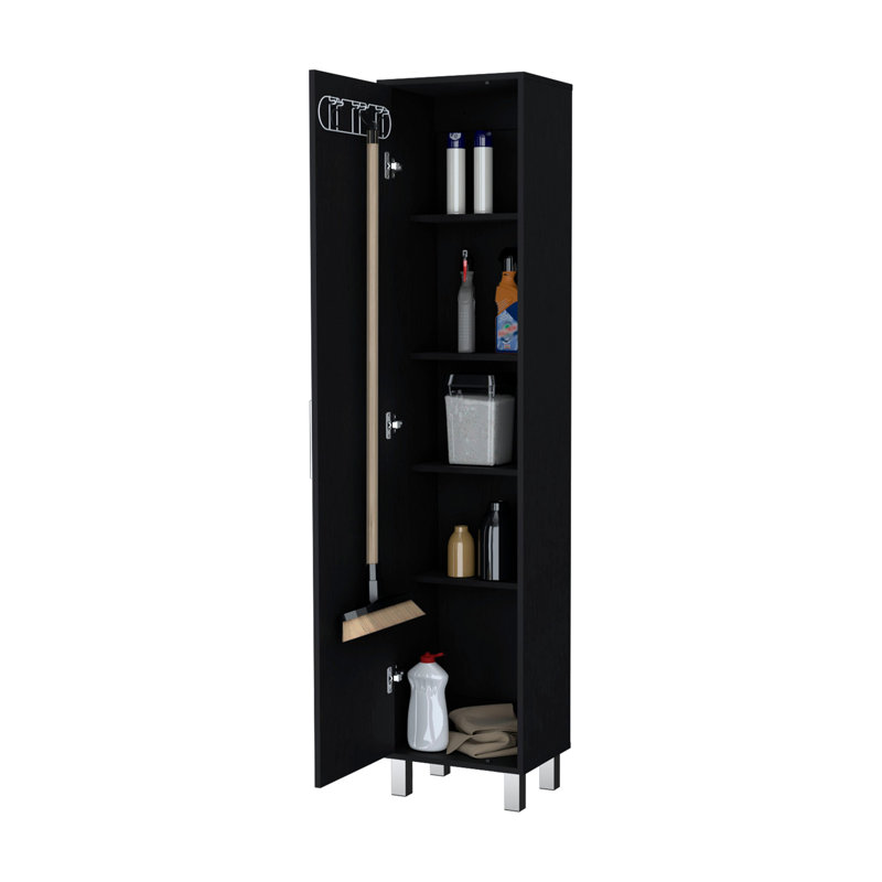 Armoire noire à 1 porte avec 3 porte-balais