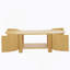 Table basse ovale cannelée avec rangement pour le salon, bois d'hévéa massif, 1 tablette et 2 portes de rangement ouvertes, naturel, 47 po-68783097