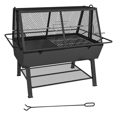 Dakota Fields Brosch 92 cm W Portable Grill / Smoker Combo Charcoal Grill Gas & Charcoal Combo Grill