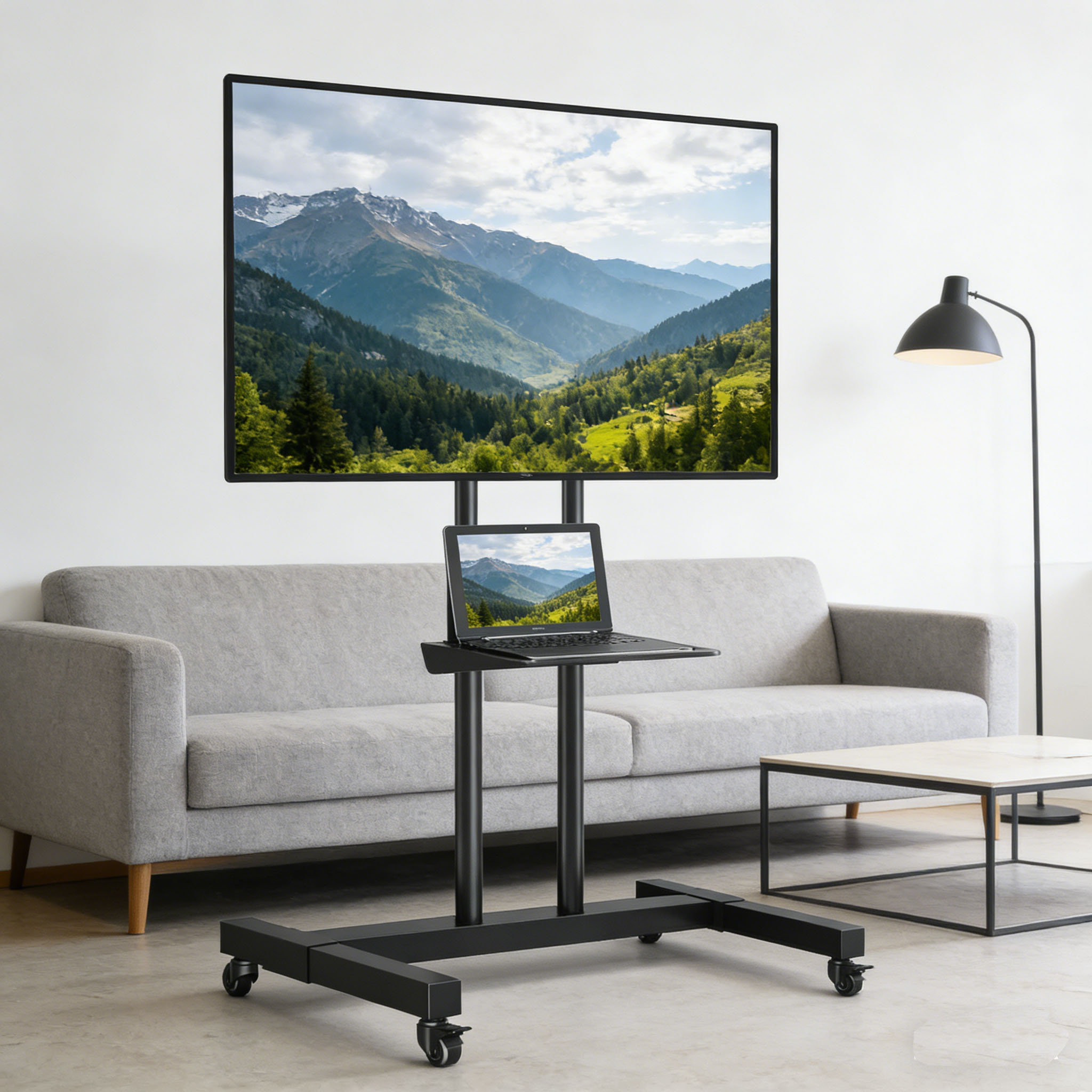 Metro Lane Mobile TV Stand with Wheels for 32-80 Inch LCD LED Flat ...