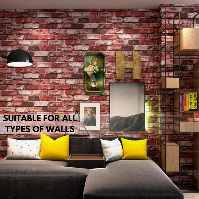 Alivyah 3.74m x 0.208m Wallpaper Roll, Red