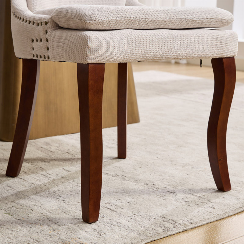 Ensemble de 2 chaises de salle à manger, chaise d'appoint rembourrée, Chenille beige