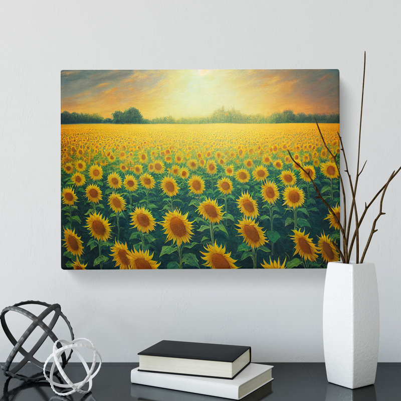 Dreamy Sunflower Field - Wrapped Canvas, 50cm H x 76cm W