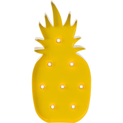  Metal 15 in. Yellow Spring Light Up Pineapple Decor