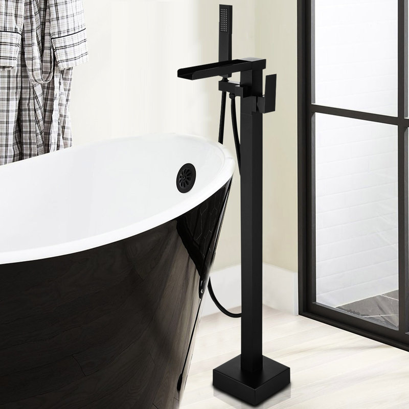 Matte Black Bathtub Faucet With Hand Shower - Construction, Rust & Corrosion Resistance, Lever Handle, 6 Gpm Flow Rate, Resistance