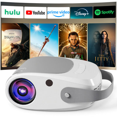 Mini Projector, 15000 Lumens Portable Movie Projector with Handle, Home Theater Supports 1080P, 3-Layer Glass Lens Projector for iPhone/TV Stick/PS5, Indoor & Outdoor Use