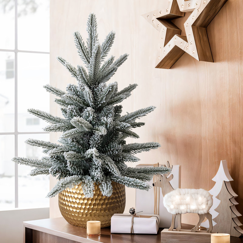 1.5Ft Flocked Artificial Tree Potted
