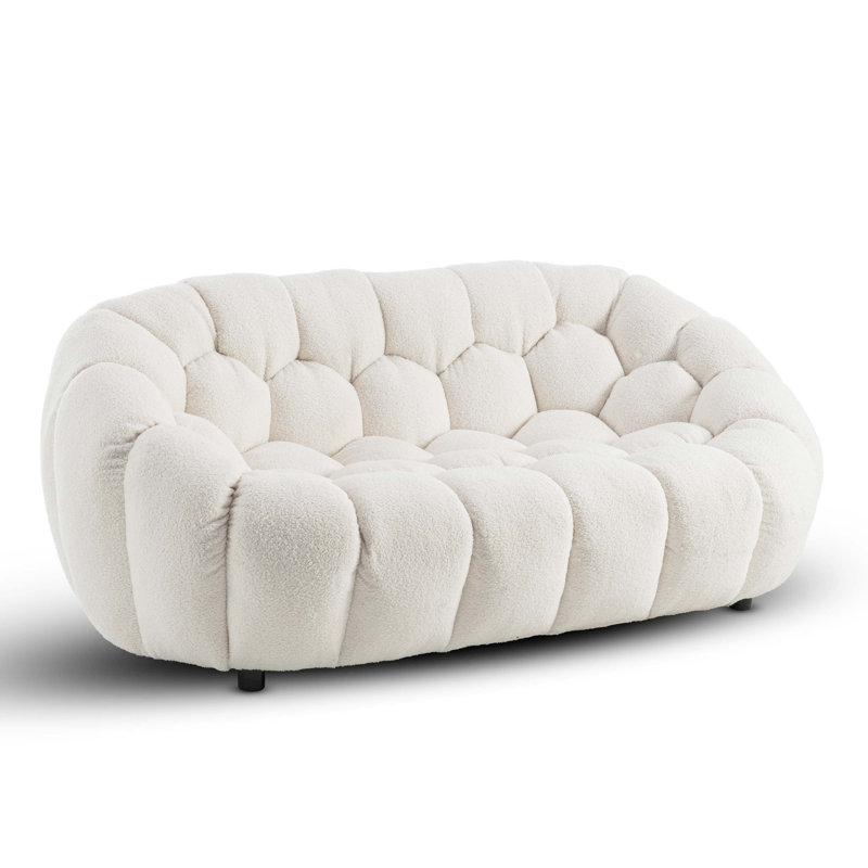 Low-Profile Boucle Brosen Sofa, White, 2