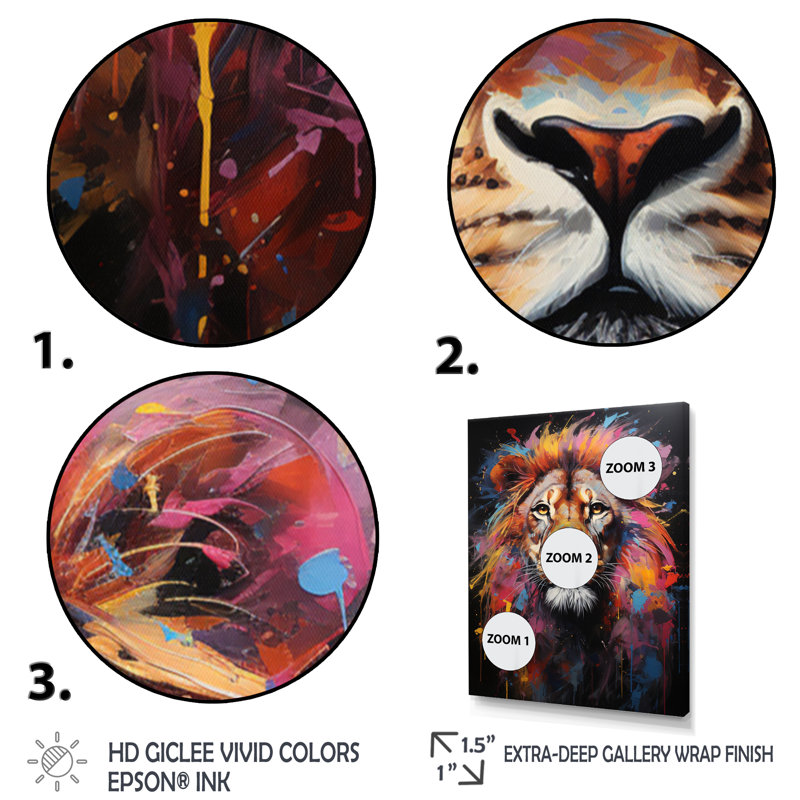 " Lion Urban Wild Urban II ", Black Picture Framed, 40" H x 30" W x 1.5" D