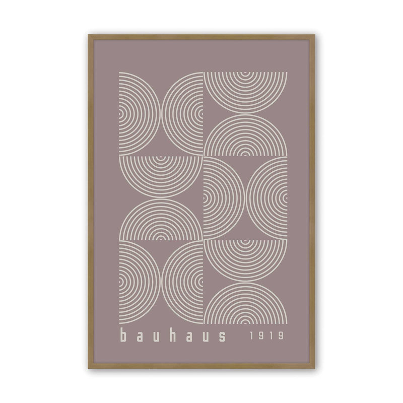 «Warm Taupe Bauhaus Composition affiche II», impression roulée, Reproduction encadrée sans passe-partout, Or brossé