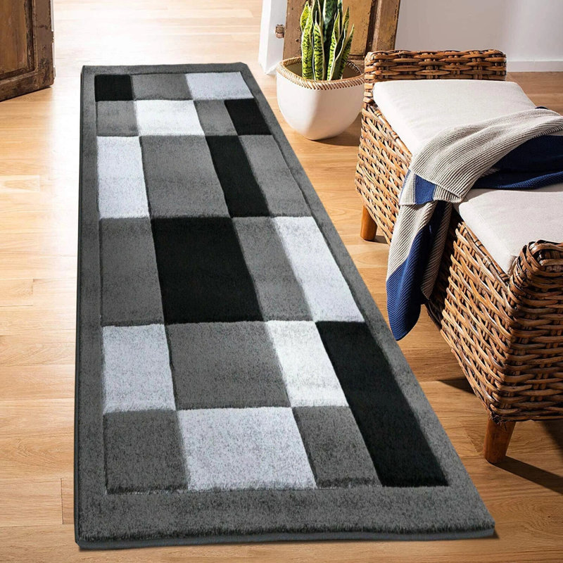 Havana Geometric Dark Grey Large Rugs – Modern Living Room Carpet, Bedroom & Hallway Runner | Soft, Non-Shedding, Stain Resistant Floor Mat