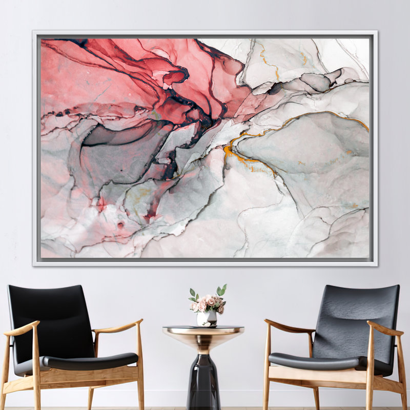 Abstrait art mural de luxe avec design moderne à l'encre alcoolisée pour un décor contemporain, H 10 po x l 14 po, Blanc