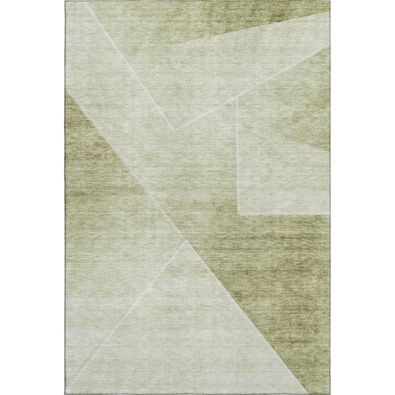 Premium Machine Washable Prisco Sage Rug, Rectangle 9' x 12'