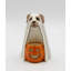 Chien en céramique avec bougeoir en forme de citrouille