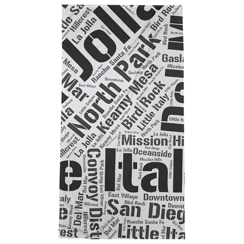 Bath Towel, Black, San Diego, Microfiber