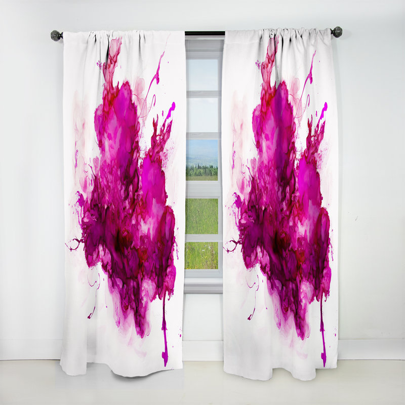 Rideau occultant abstrait Viva Magenta Secret Wispers III - 1 panneau, L 52 po x L 120 po