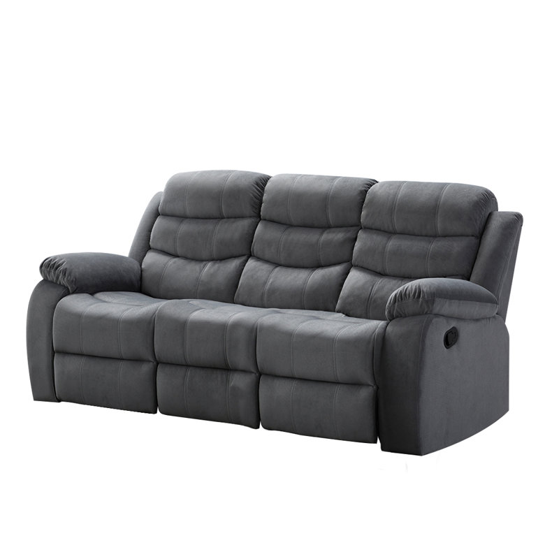 Canapé inclinable à accoudoirs coussinés de 81 po Kingstowne, 100 % polyester gris