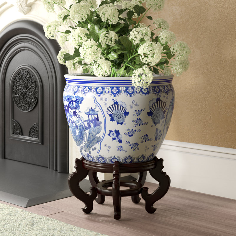 Pot à fleurs en porcelaine Prunty, H 12,5 po x l 16 po x P 16 po