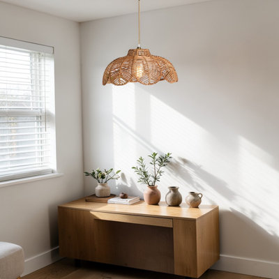 Abat-jour suspendu en rotin naturel Octavia