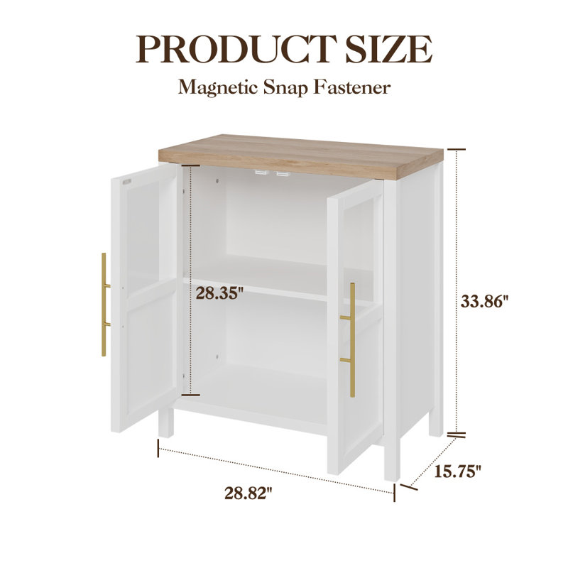 Storage Cabinet with Glass Doors 55" Large Buffet Cabinet with Storage, Multifunctional Accent Storage Cabinet Table for Kitchen Dining Room