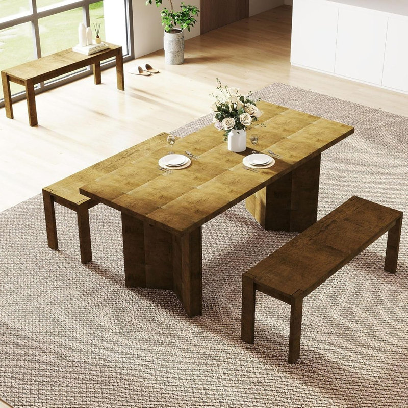 Banc de salle à manger en bois massif, banc d'entrée de ferme brun de 47,25 po, banc long rustique étroit pour le couloir, la cuisine, la salle à manger et le salon