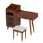 Meuble-lavabo moderne avec tiroirs, armoire et port de charge, ensemble de coiffeuse avec tabouret pour petits espaces, noyer