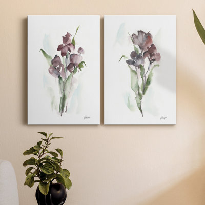 " Plum Bouquet I " 2 Piece Art Acrylic Painting