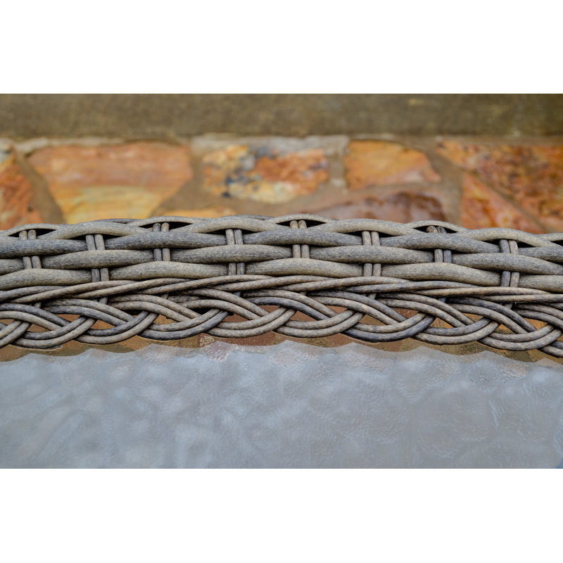 Rio Vista Sandstone Wicker and Glass Side Table
