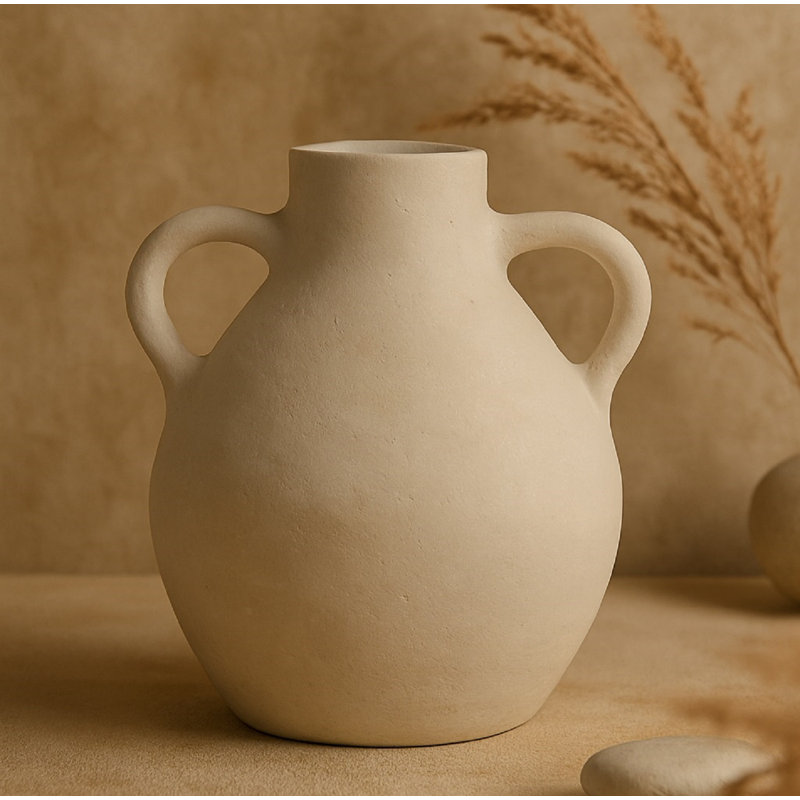 Vase en papier mélangé blanc H 13,6 po et diamètre 11,8 po Perth, Blanc
