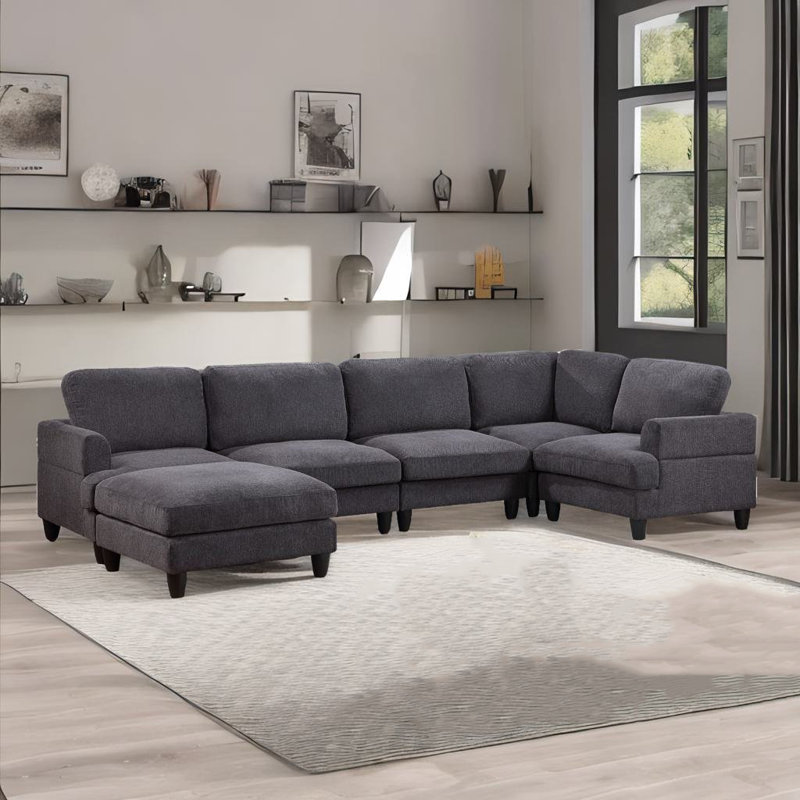 Canapé modulaire Yasim, Chenille gris foncé