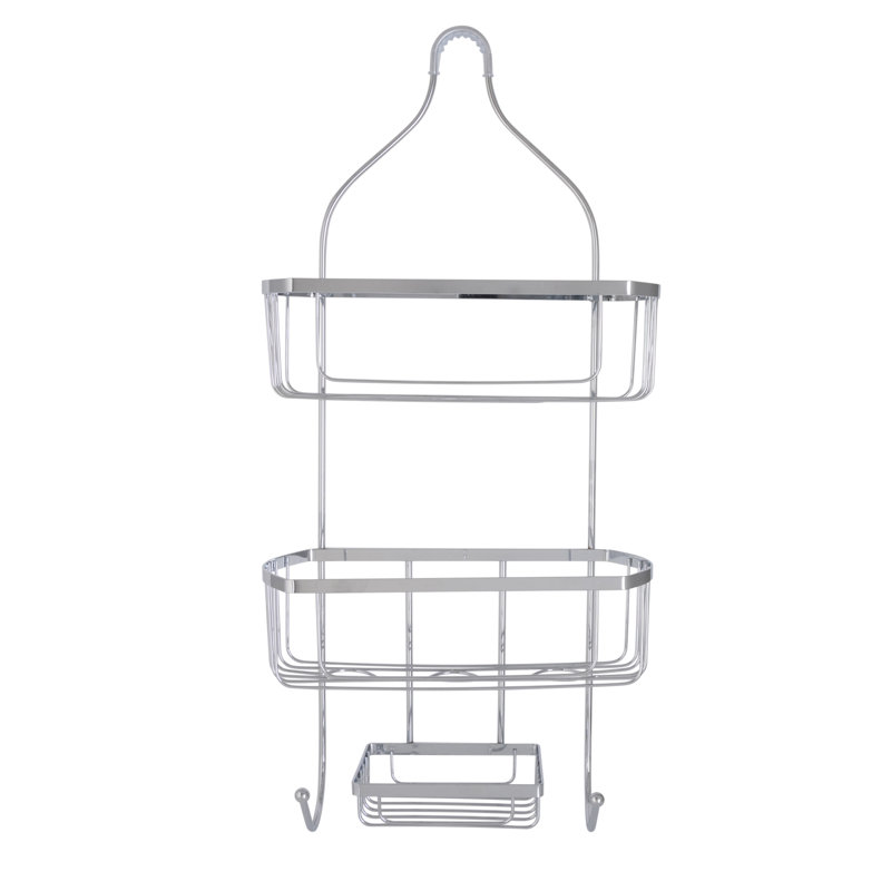 Chrome 3-Tier Over-the-Shower Head Caddy with PVC Grip