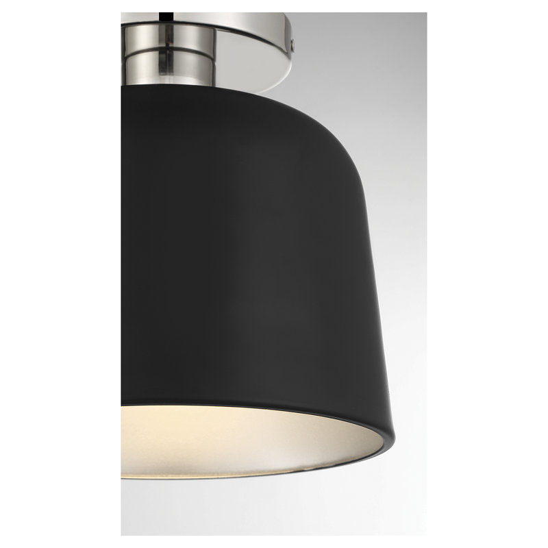 Plafonnier semi-encastré 1 lumière en métal Che, Noir, Nickel poli