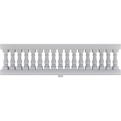 Fiberthane 700 Series Bradford Unassembled Balustrade Railing Kit, 32 1/2" Overall Height x 8'L. Kit includes (14) 5"W x 20"H Bradford Balusters, (1) 96"L Top Rail, (1) 96"L Bottom Rail, (4) Railing Installation Brackets & 1 Support Block