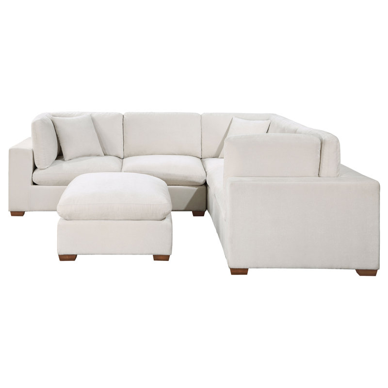 Canapé modulaire rembourré 6 pièces Tenchi, Tissu ivoire