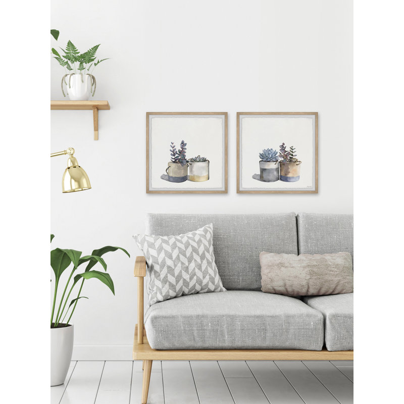 Succulent Pots Diptych, H 18 po x l 18 po