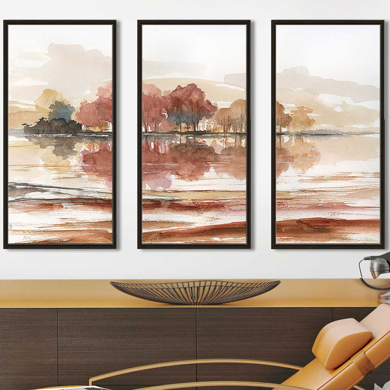 Earthy Dreams - 3 pièces, cadre flottant, peinture sur toile, L 52,5 po x H 33,5 po