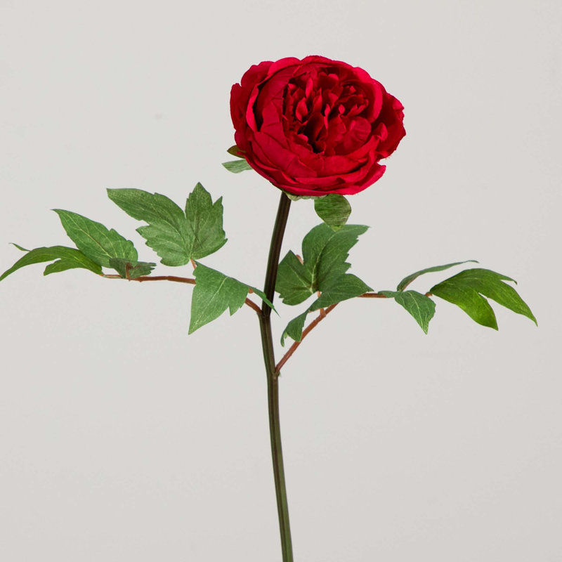 20in. Artificial Peony Flower Stems, Set of 3, Red