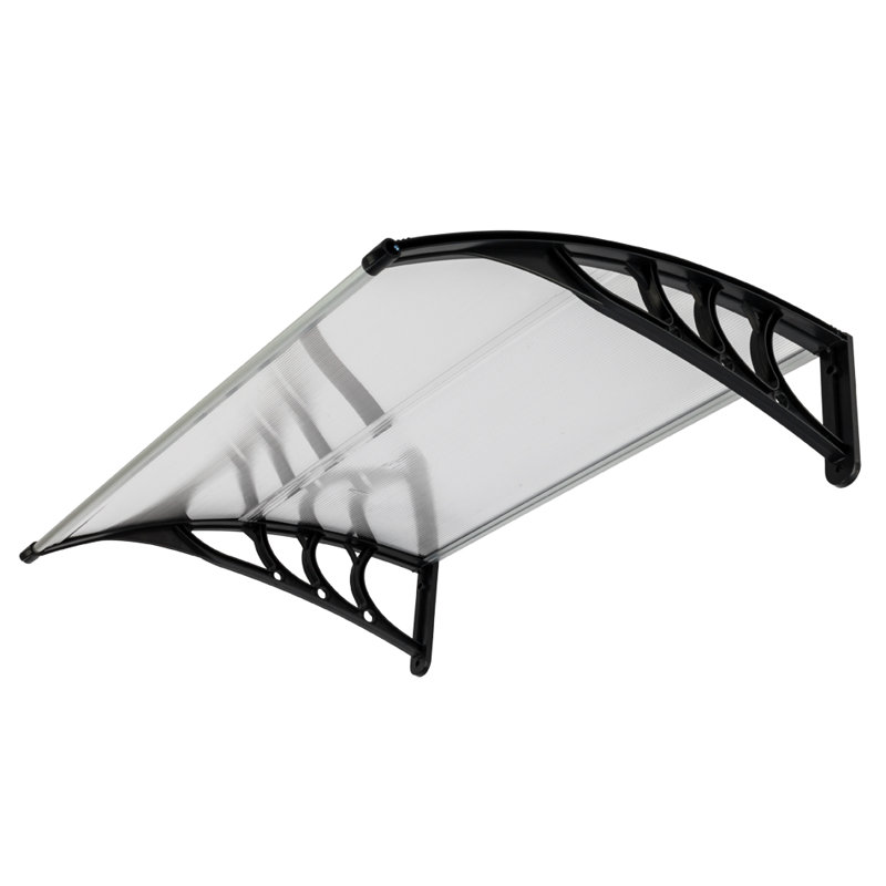 40'' W x 9'' D Plastic Cover Awning, Black/Clear
