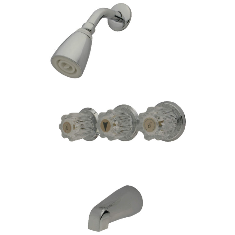Kingston Brass Triple-Handle Tub and Shower Faucet, Polished Chrome