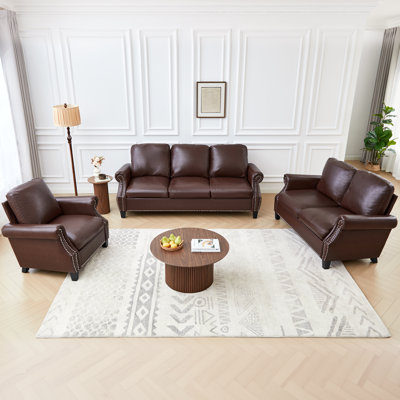 Ensemble de salon en similicuir 3 pièces