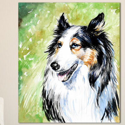 « black collie dog aquarelle », reproduction d’art sur toile tendue