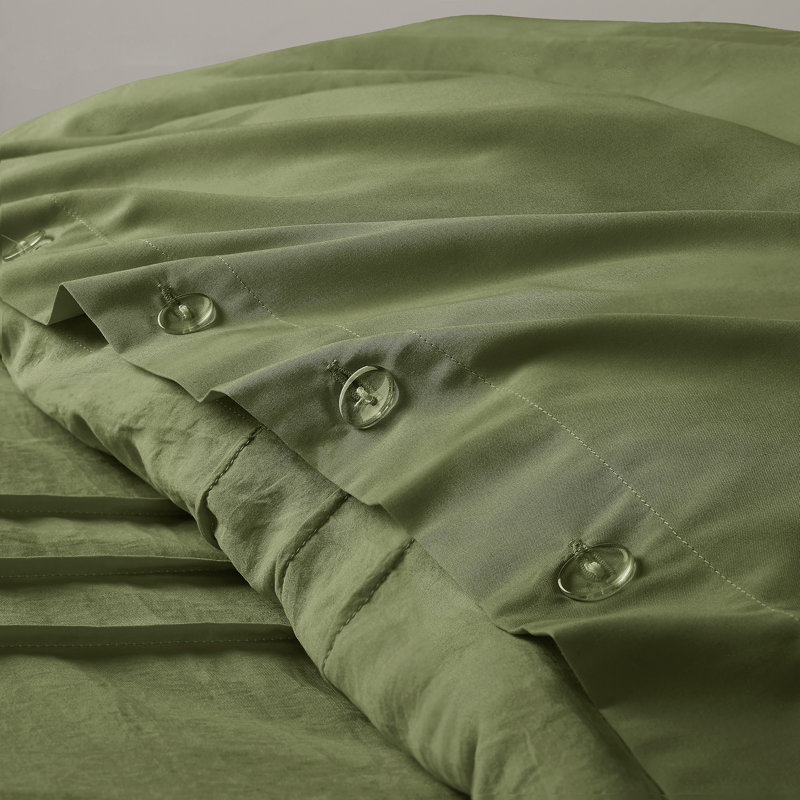 Porter Textured Duvet Cover Bedding Set, Queen Duvet Cover + 2 Standard Shams, Olive Green