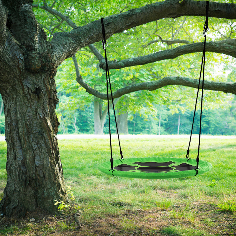 Saucer Swing - 40-Inch Diameter Hanging Tree Swing - Round Disc with Adjustable Rope - Outdoor Playground or Backyard Play Accessory by Hey Play