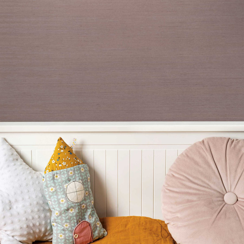 Sisal Monochromatic Authentic Grasscloth Wallpaper, Purple