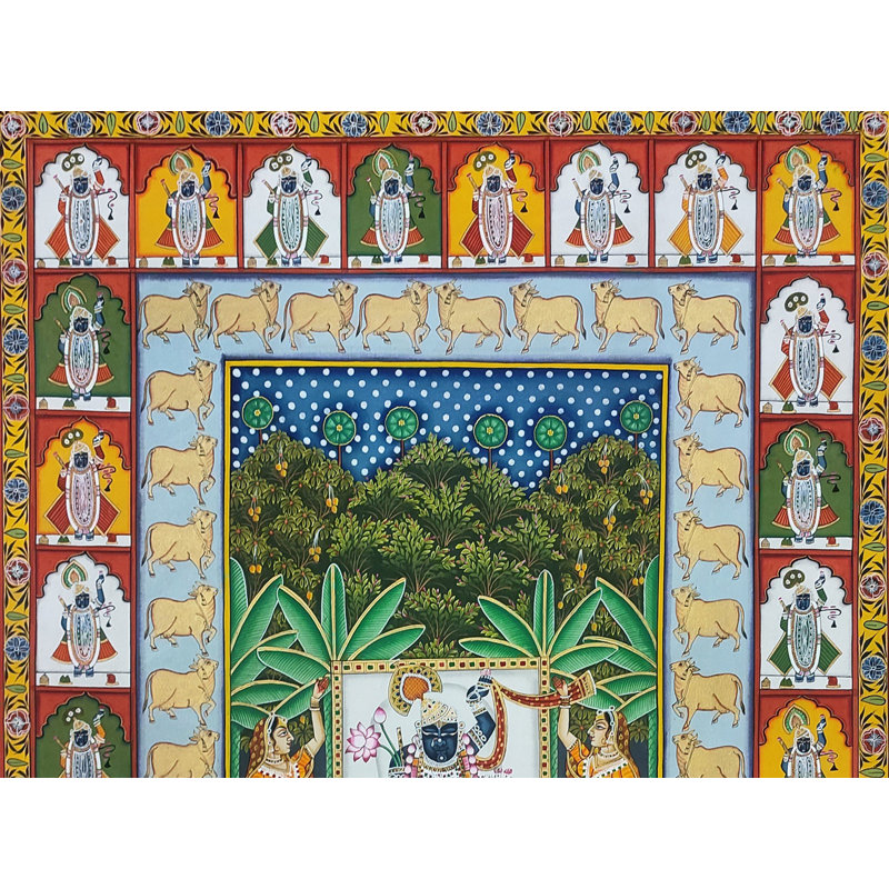 Peinture Shrinathji avec vaches Pichhwai | Par Dheeraj Munot