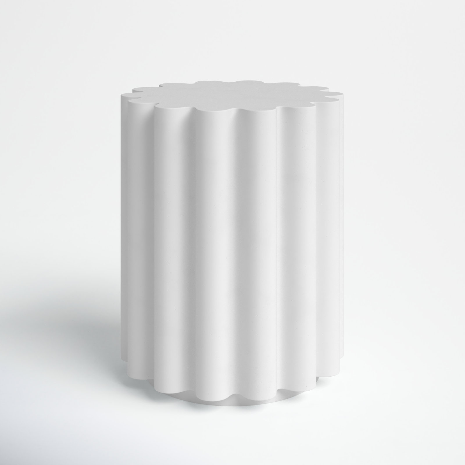 Concrete End Table in White