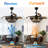 42" Brown Rustic Retractable Ceiling Fan with Light Kit and Remote DIY Shade 6-speed Reversible Motor for Bedroom