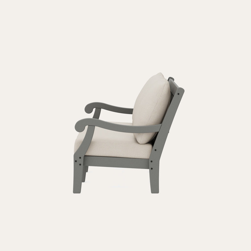 POLYWOOD x Birch Lane Verlyn Deep Seating Sofa, Dune Burlap Cushion/Slate Gray Frame